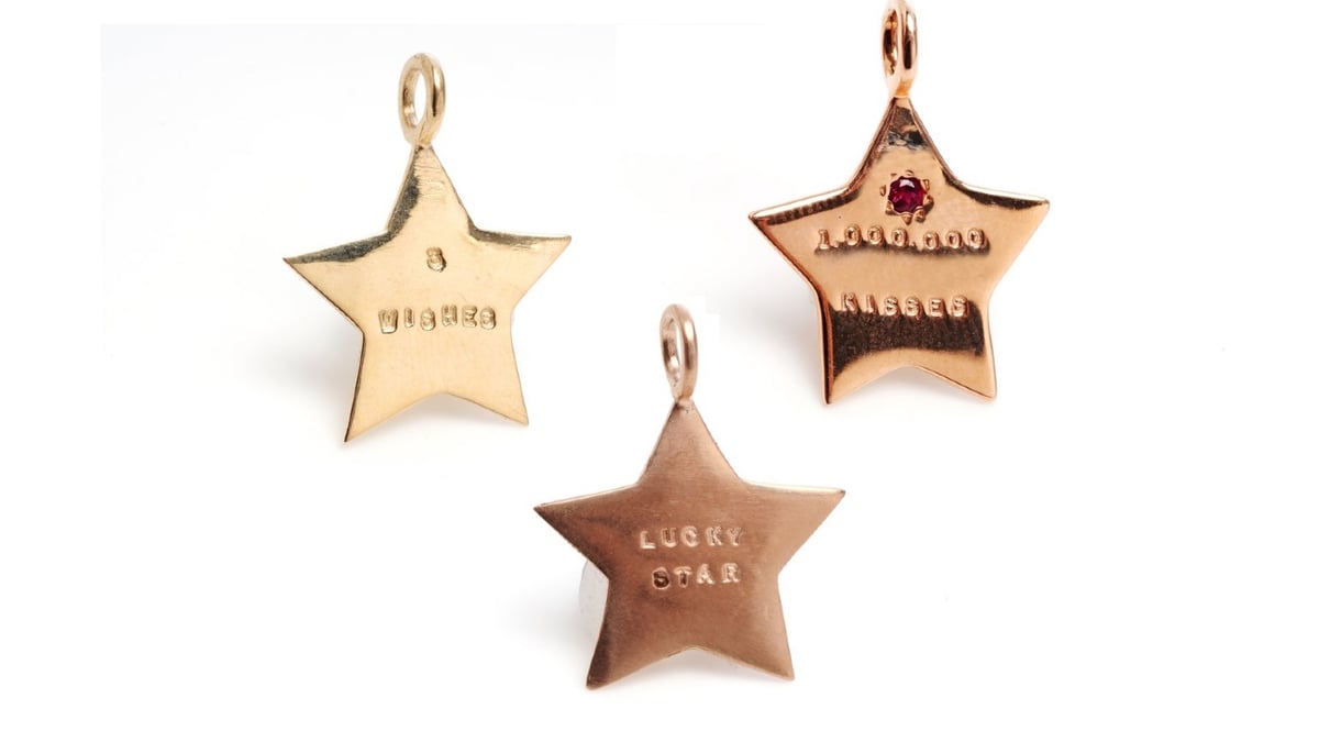Image of Gold Star Charms (Lucky Star, 3 Wishes, 1,000,000 Kisses)