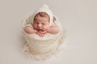 Image 1 of Boucle Pixie Bonnet with Pom + Wrap option 