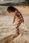 Crop Long Sleeve Rash Guard - Shibori Anthurium