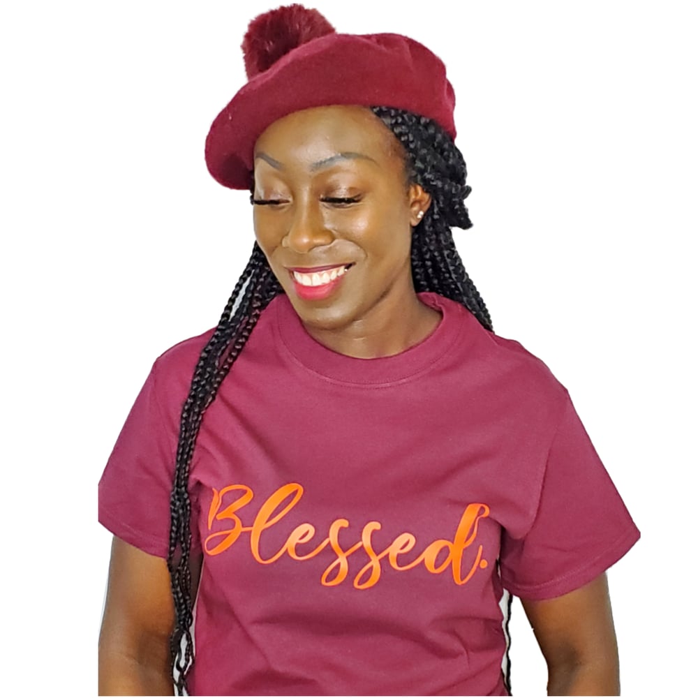 Image of Burgundy & Orange Signature Blessed Tee