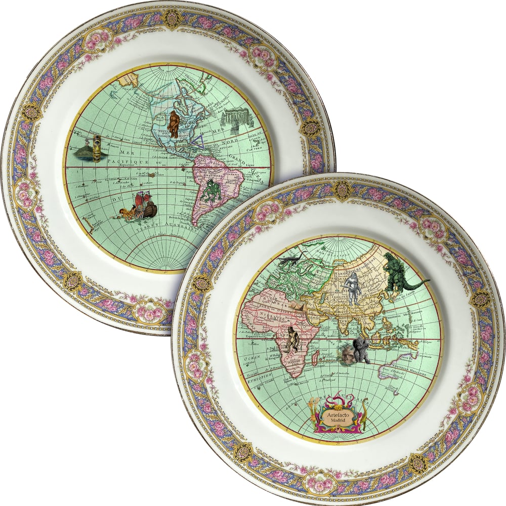 Image of DUO Mysterious World - 2 vintage porcelain plates - #0736