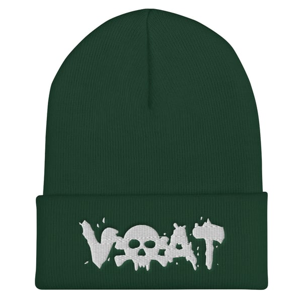 Image of (click for color options)VOAT WHITE SKULLTEXT Beanie