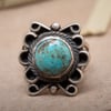 Sterling Silver and Turquoise Navajo ring with Turquoise from Cripple Creek Mine Size 6.25