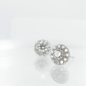 Image of 18ct White Gold Cluster Diamond Earrings. Pj5835