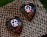Image 1 of I’m the messenger of God: You’re doomed. Jason Vorhees earrings