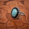 Vintage 1975 Turquoise and Sterling Silver Ring Flower Blossom Petal design. Ring Size 5.5