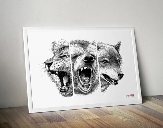 READY STOCK! SteayINK 210*114mm Realistic Bear Wolf Forest Tattoo Sticker  Body Art Beauty Fashion Party Event Outdoor | Lazada