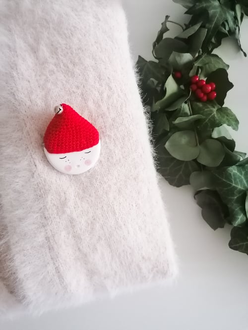 Image of Elf Brooch With Red Hat