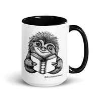 Image 5 of Book Reading Sloth Coffee Mug Line Art by CrystalsArtPaws