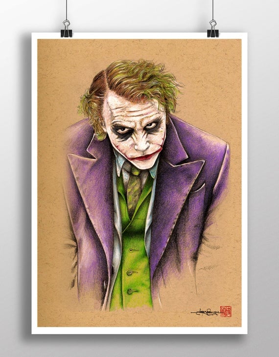 JOKER Drawing 12 x 18 " - Heath Ledger/Batman/The Dark Knight Rises  Artwork | eBay