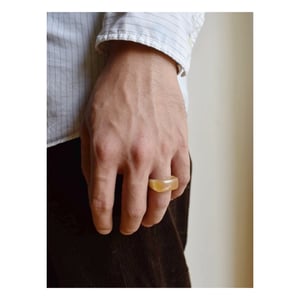 Image of Vietnam Green Yellow Brown Agate rectangular ring