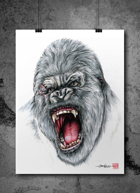 Godzilla Fighting King Kong, beautiful, pencil sketch, | Stable Diffusion