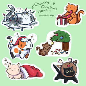 Chunky Christmas Kitties Sticker Set