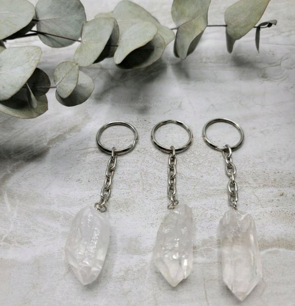 Image of Clear quartz key chain 