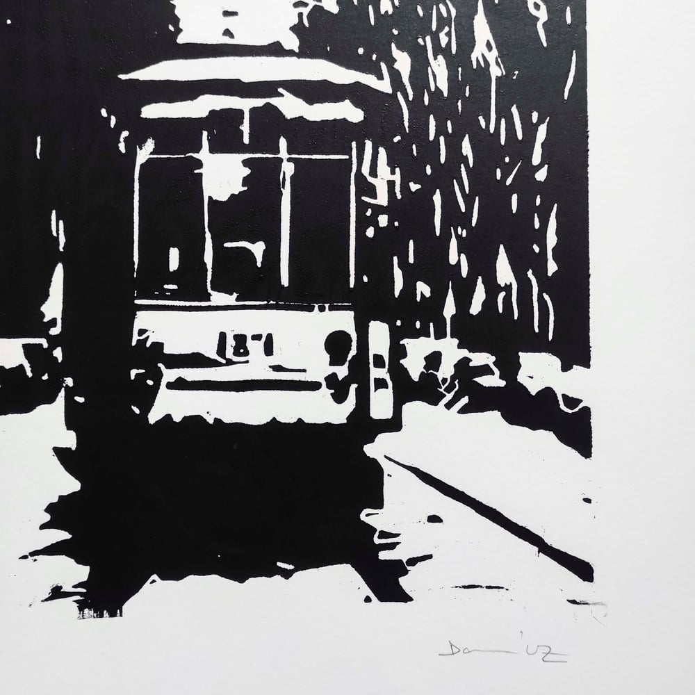 MILANO IN TRAM / Woodcut