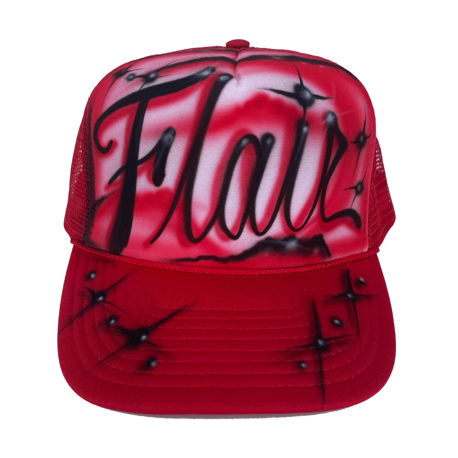 red trucker cap