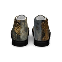 Image 4 of Tattered Look Goth Inspired Black, Gray and Gold Women’s high top canvas shoes