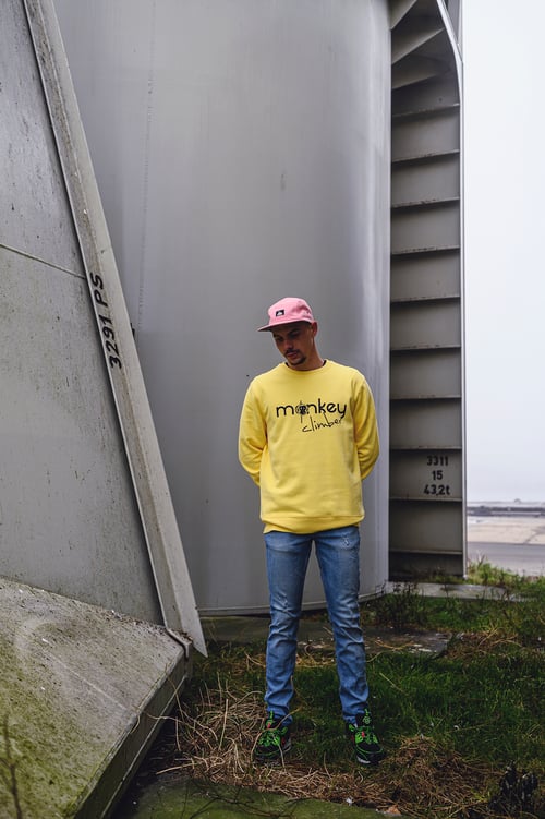 Image of Monkey Climber Front Cover crewneck I Yellow Fizz