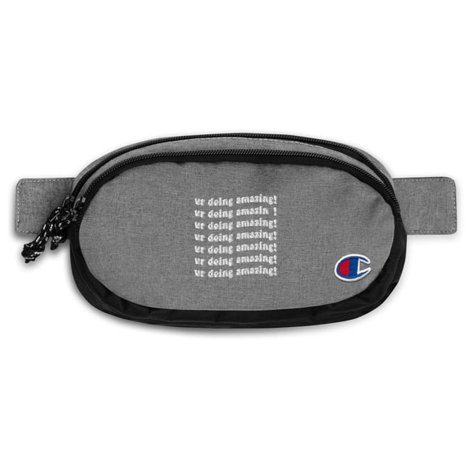 Image of "ur doing amazing!" Heather Grey Champion fanny pack