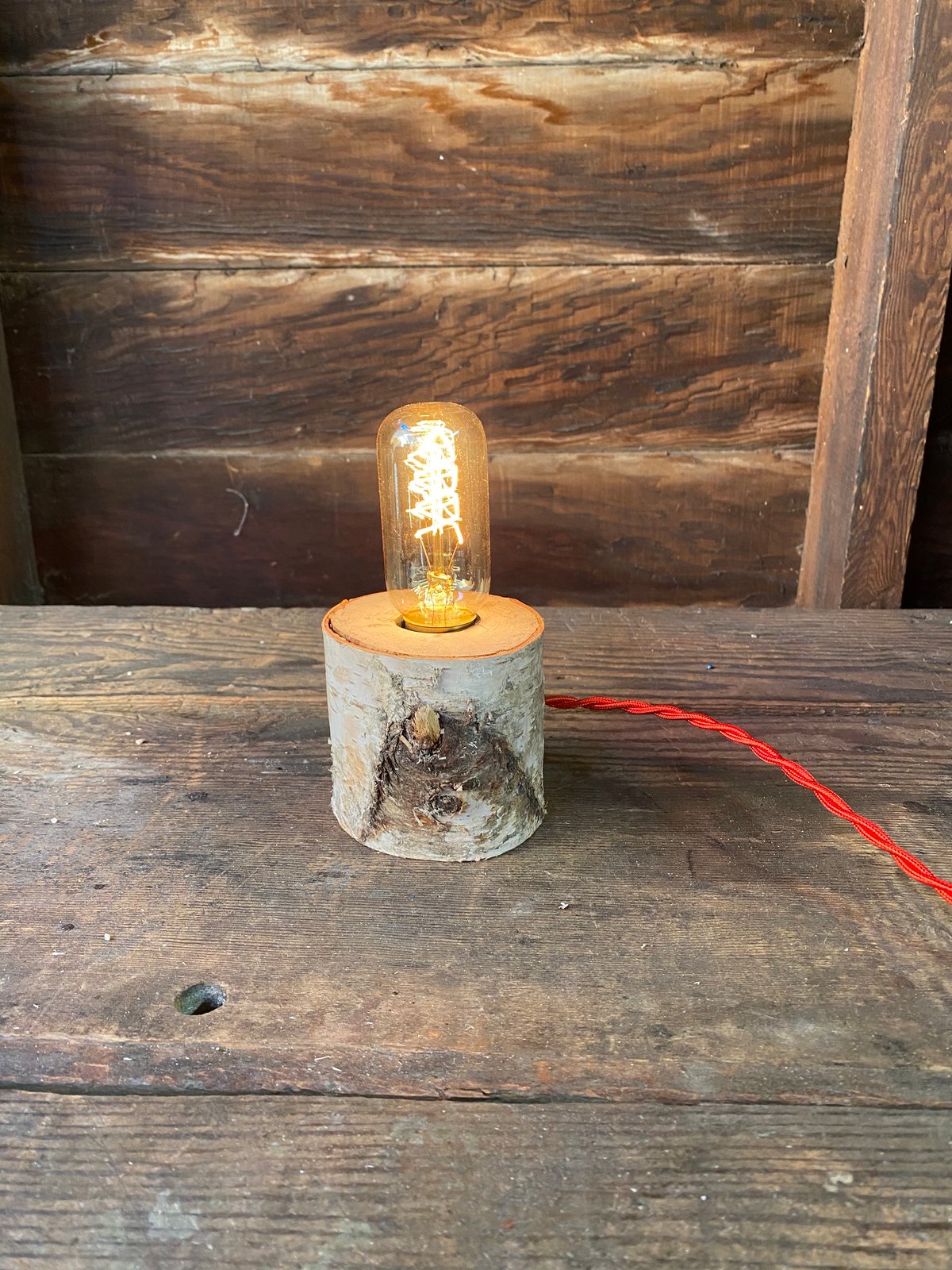 Image of Birch wood lamp #1