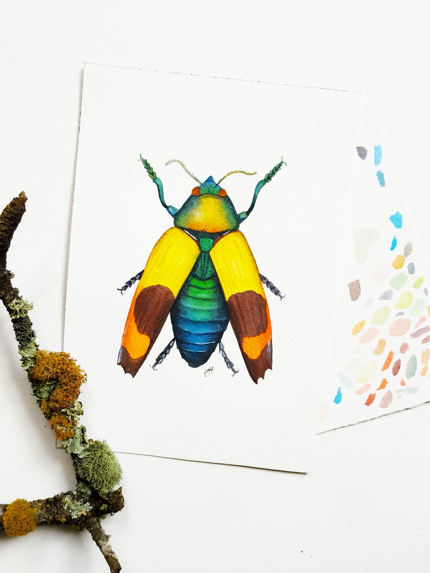 Image of Jewel Beetle Watercolor Illustration PRINT