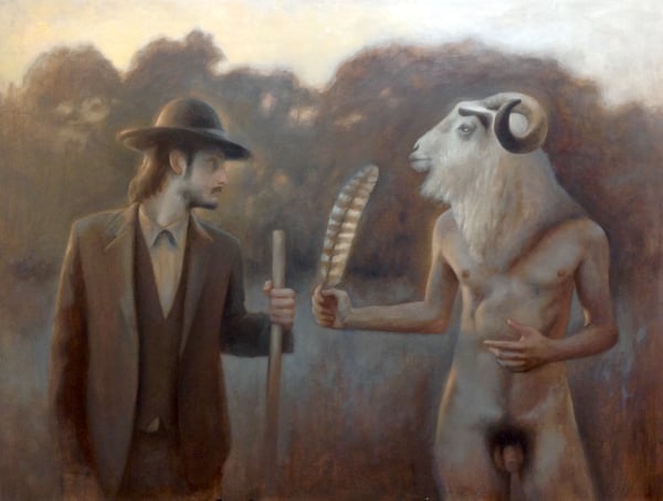 Image of "Man Lectured by Satyr" art print