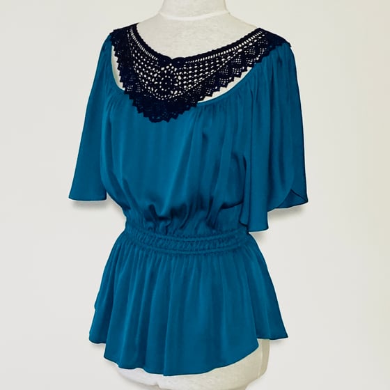 Image of Turquoise and Midnight Angela Blouse
