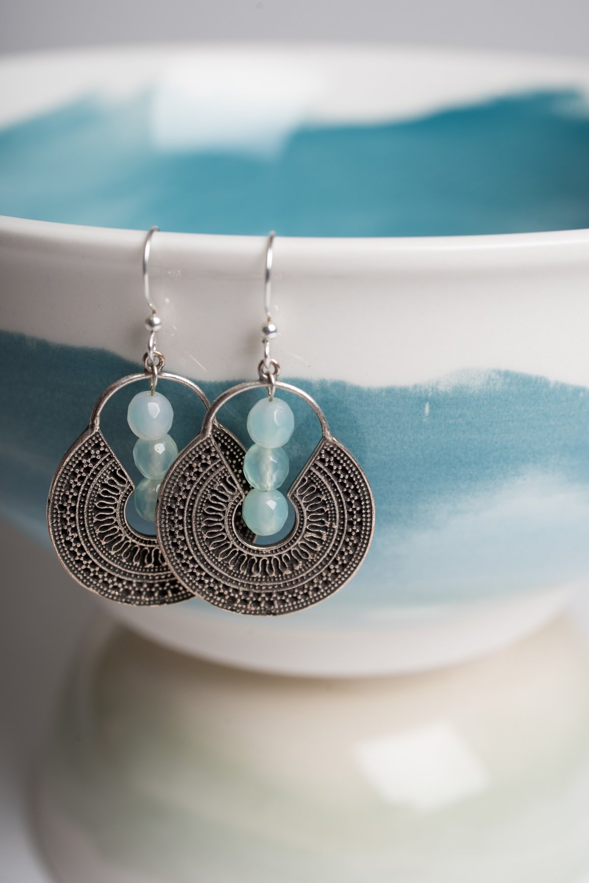Image of Silver and Agate Earrings