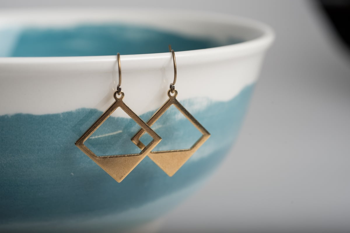 Image of Brass Diamond Window Earrings