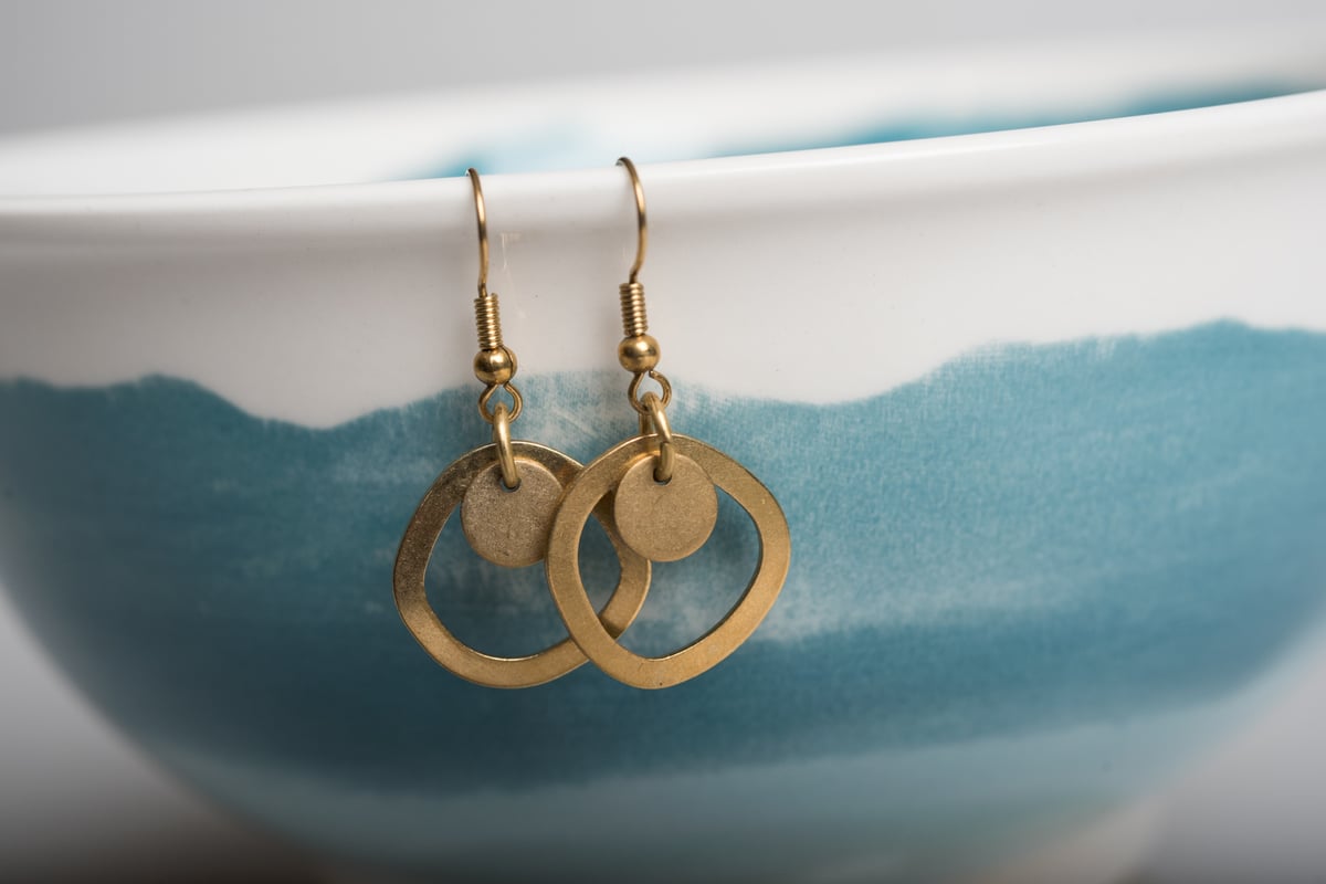 Image of Brass Circle Duo Earrings