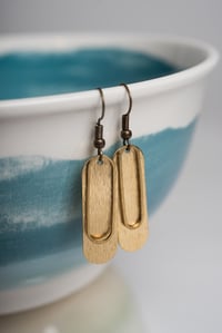 Layered Brass Oblong Earrings