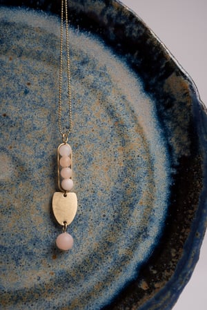 Image of Frosted Pink Quartz and Brass Necklace