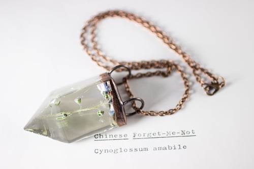 Image of Chinese Forget-Me-Not (Cynoglossum amabile) - Small Copper Prism Necklace #4