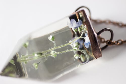 Image of Chinese Forget-Me-Not (Cynoglossum amabile) - Small Copper Prism Necklace #4