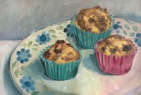 Image 1 of Cheese Muffins, still life oil painting