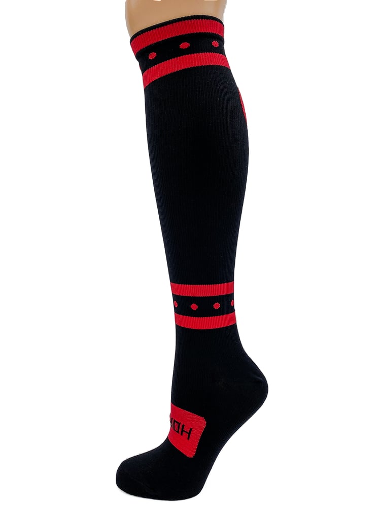 Image of Hoplite Premium Compression Socks, Black and Red (Bred)