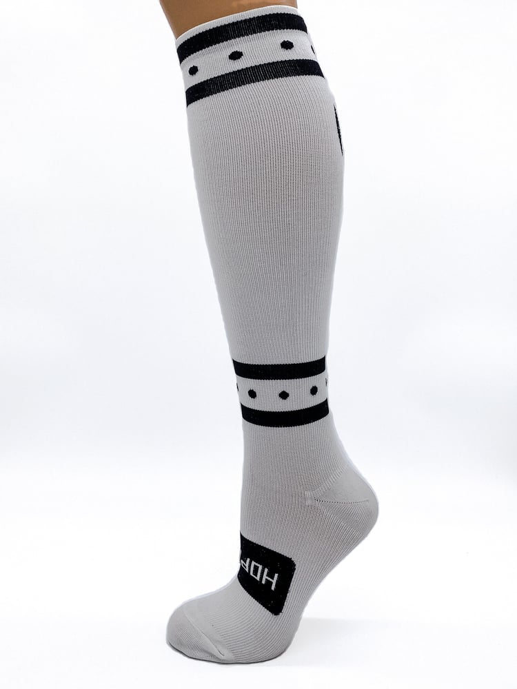 Image of Hoplite Premium Compression Socks, White and Black (Yin and Yang)