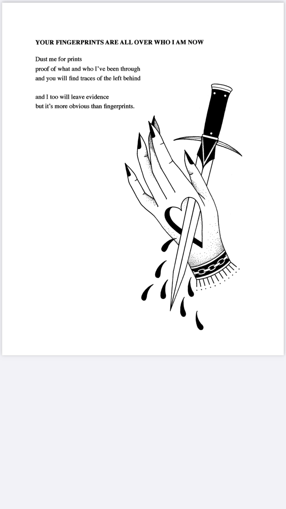 Image of “YOUR FINGERPRINTS ARE ALL OVER WHO I AM NOW”
