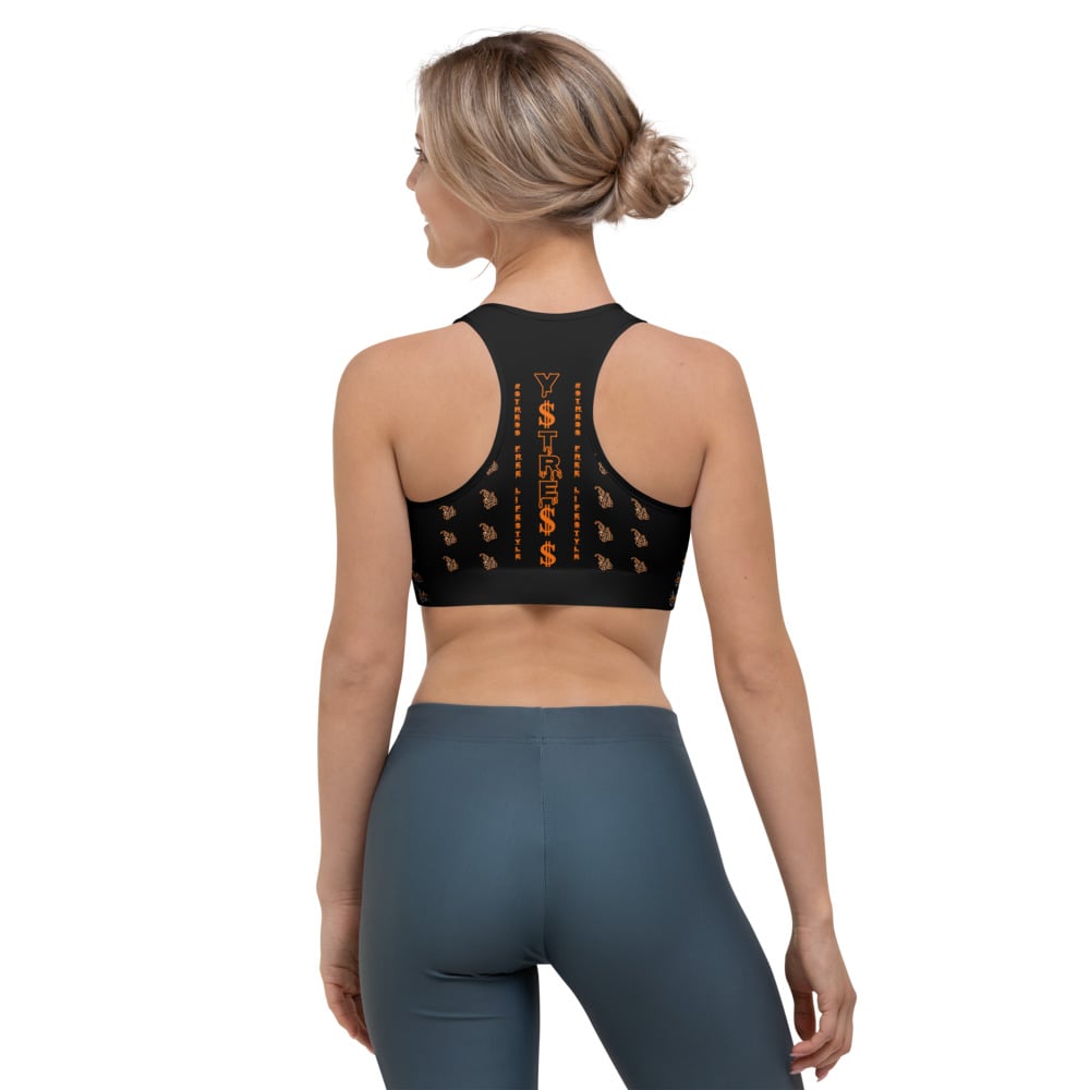 Image of YStress Exclusive Orange and Black Sports bra 