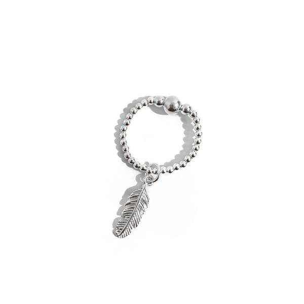 Image of Sterling Silver Feather Charm Ring
