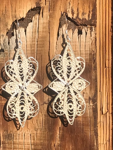 Image of Large Silver Filigree Earrings