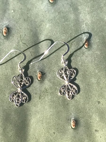 Image of Small Silver Filigree Earrings