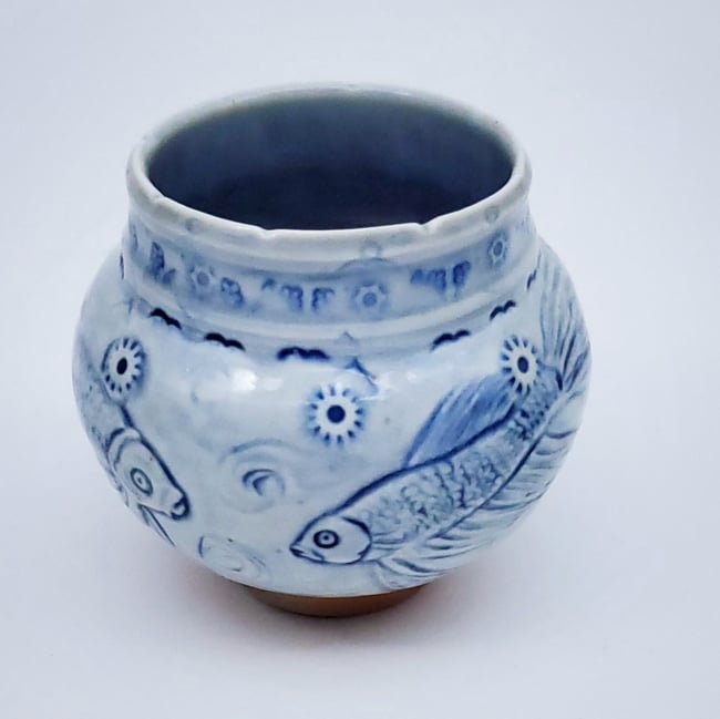 Woodfired Beta Fish Handcarved Vessel