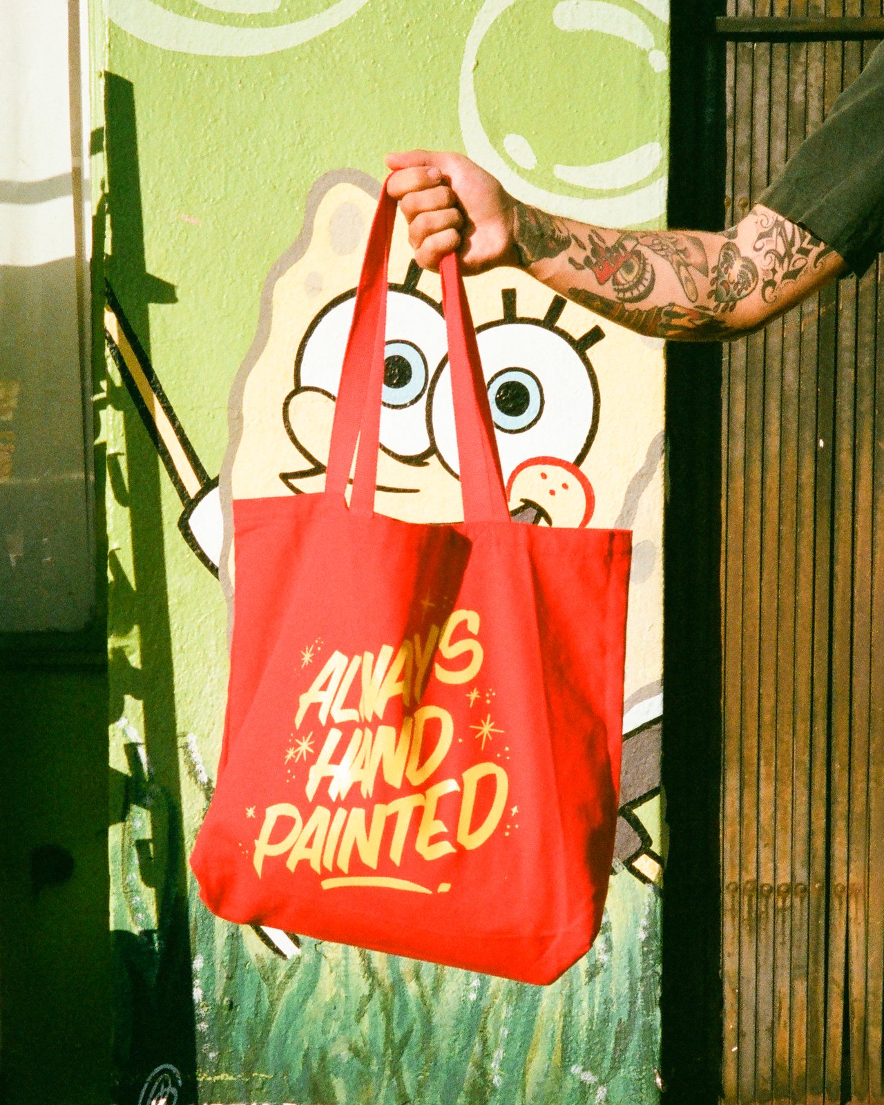 red tote bag