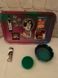 Image 1 of Personalize customize rolling tray ,cigar ,Cigarette  5 piece $50 grinder ashtray stash jar  light $