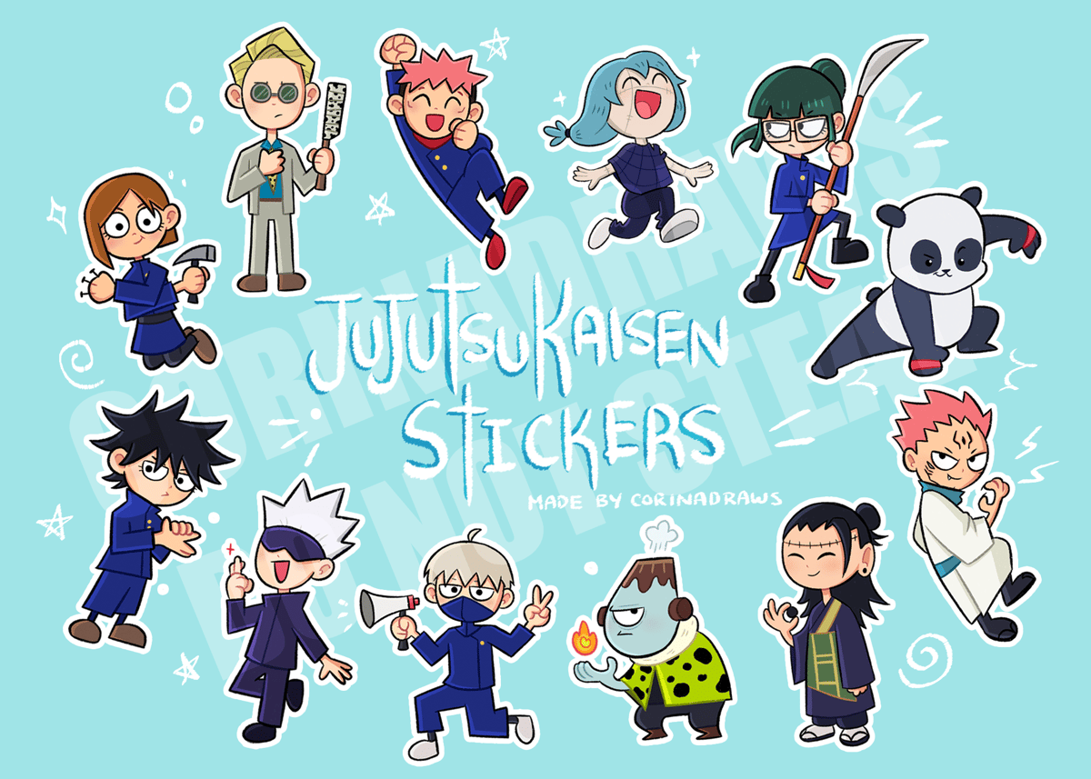 jujutsu stickers corinadraws