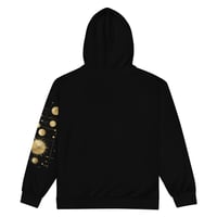 Image 2 of Black and Gold Celestial Moons And Planets Geometric Unisex zip hoodie