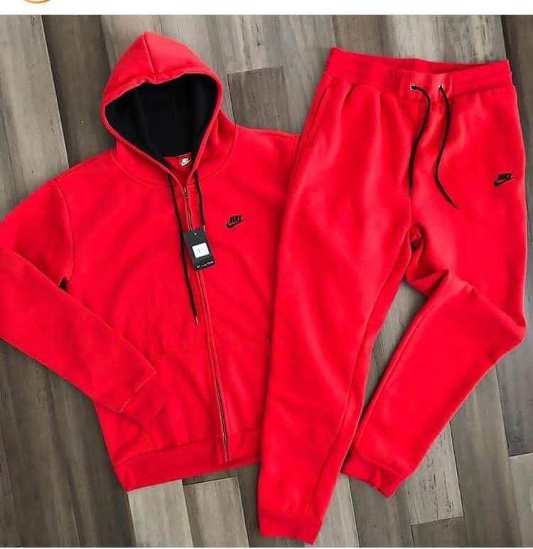 red nike jogging suit mens