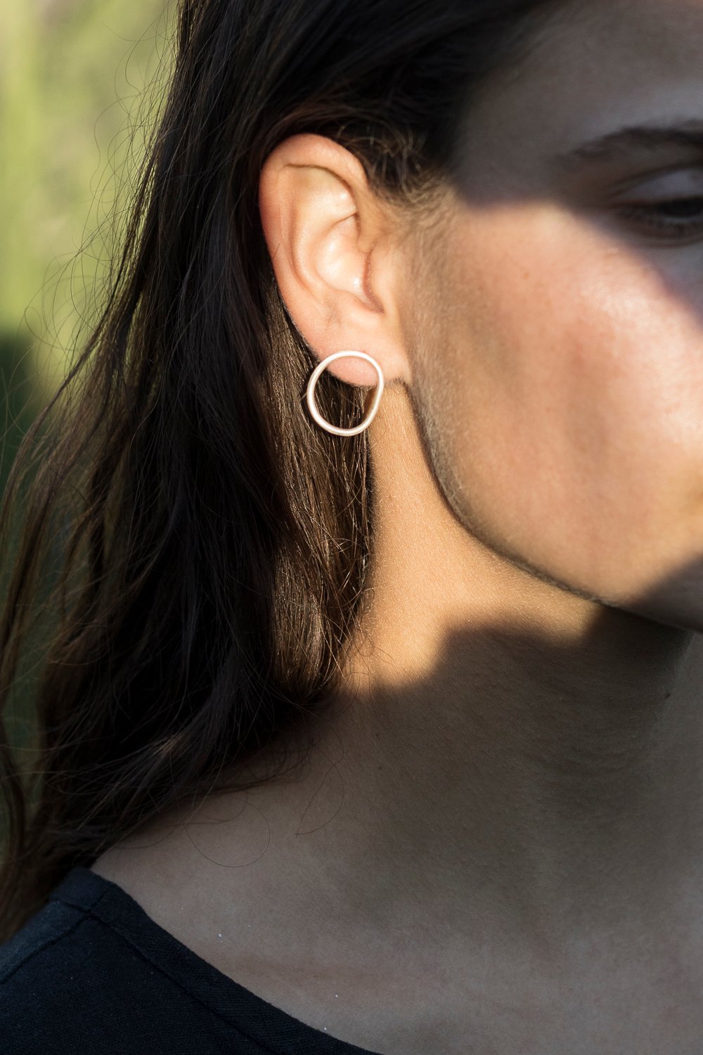 Image of Organic Shaped Silver Earrings (Roundish)