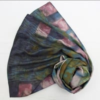 Image 1 of Aurora Borealis - Ecoprint and botanical dyed silk scarf